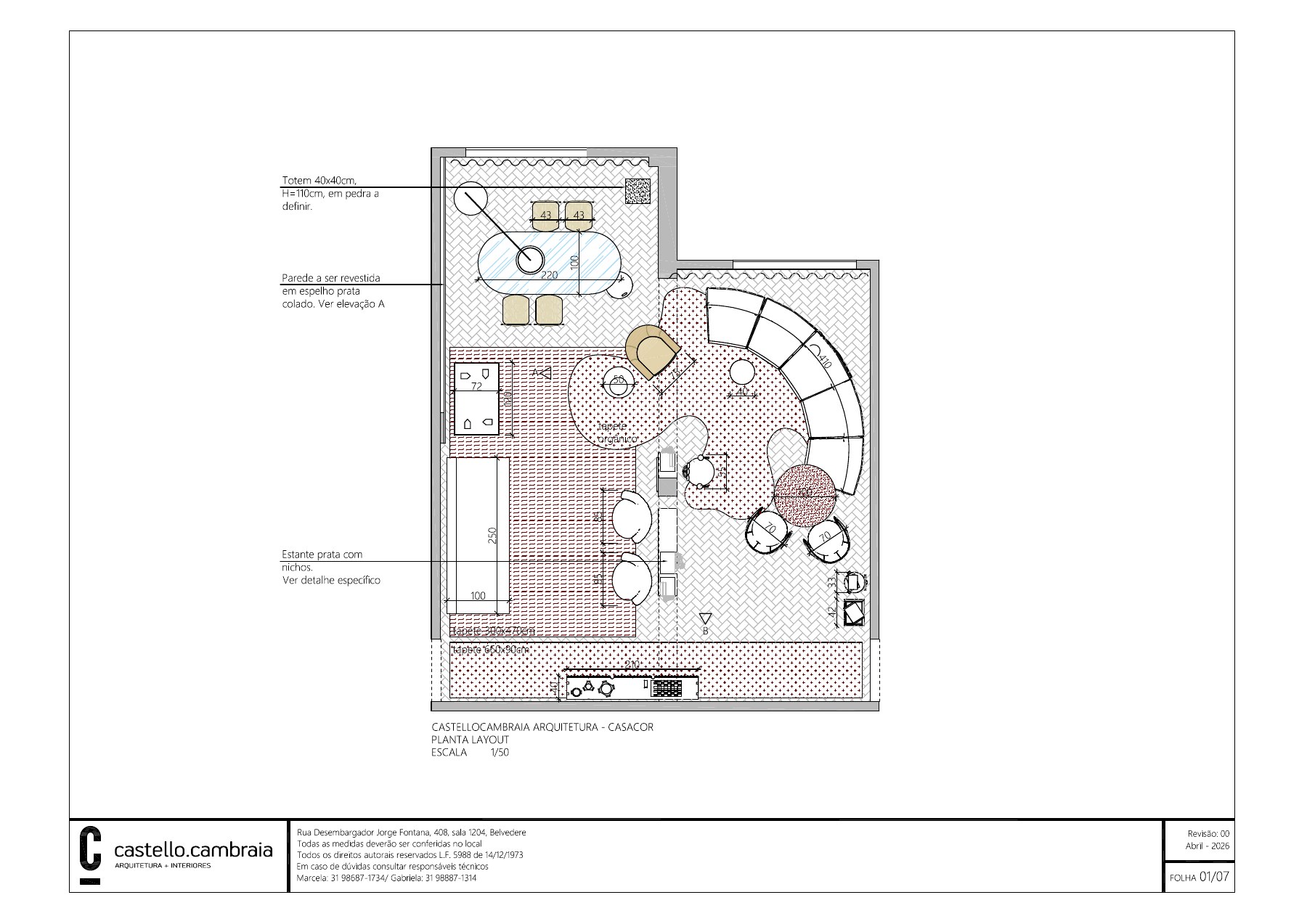 Planta de layout do ambiente CASACOR